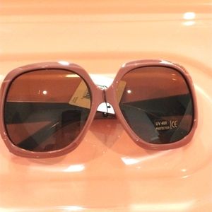 Sunglasses Dark Pinkish Brown Tan Oversized Round Square Full Rim Glam Summer